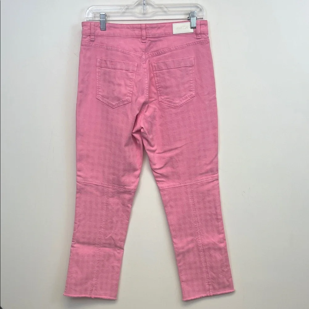 Marc Cain Colorful Chic Gingham Pink Checkered Jeans with eyelash hem US Size 6